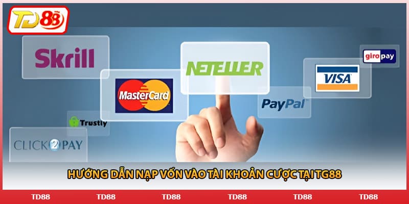 Hướng dẫn nạp vốn vào tài khoản cược tại TG88